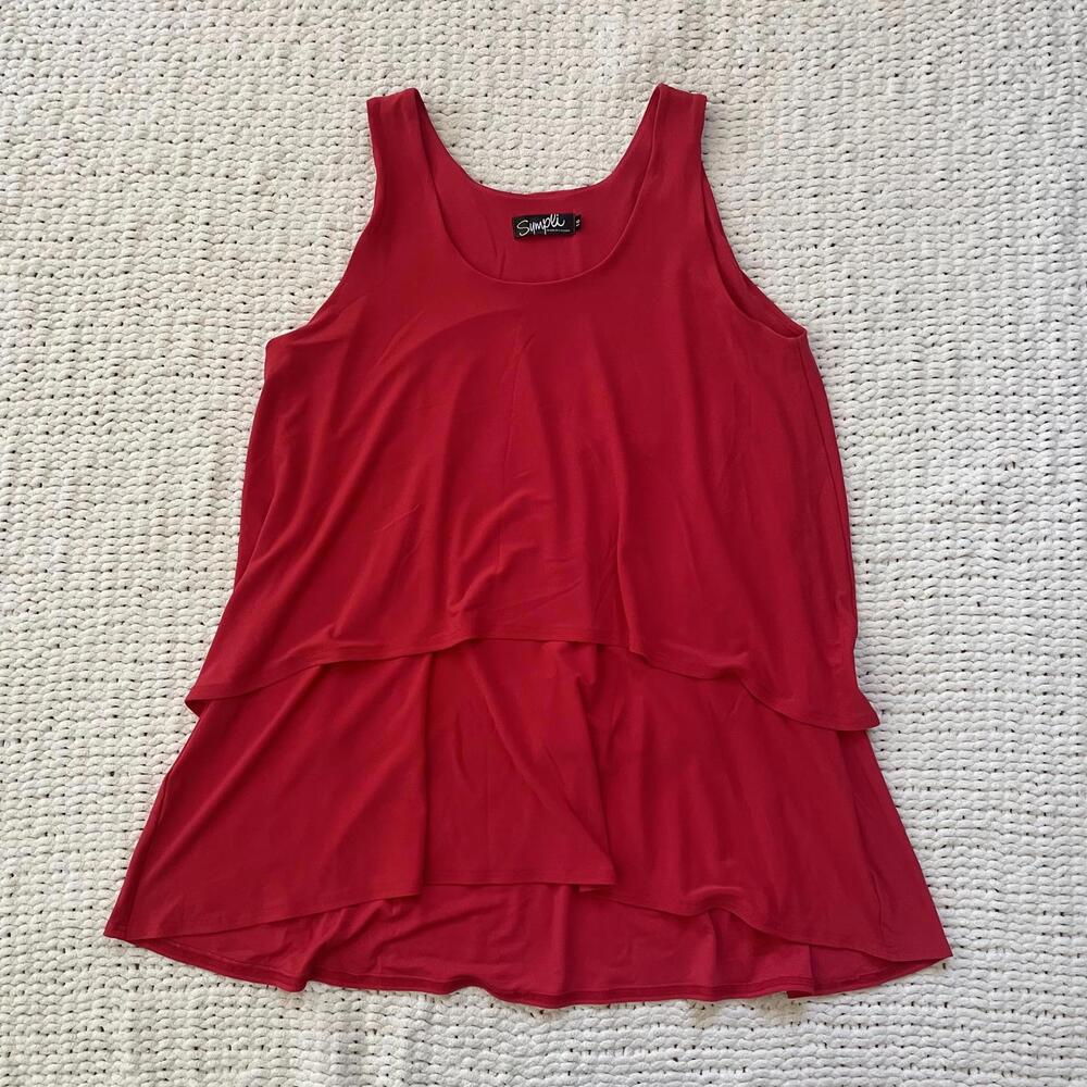 Sympli Red Layered Tank Top